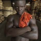 A cocoa factory worker in the capital Yamoussoukro.