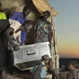 Refugees arrive in Renk from the Sudan border on trucks loaded with whatever possessions they could gather while escaping the violence in Sudan.