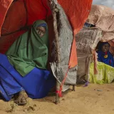 Aamina Cali Cabdi after just arriving in a camp in Mogadishu since being displaced by the recent floods.